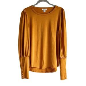 Sundance Caelyn Tee, Puff Bishop Sleeve, Orange, Raw Hem, Lyocell, Size Small